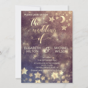 Celestial romantic moon and sterren calligraphy Go Kaart