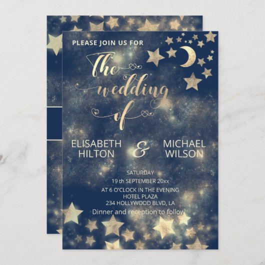 Celestial romantic moon and sterren calligraphy Go Kaart (Voorkant / Achterkant)