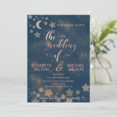 Celestial romantic moon and sterren calligraphy kaart (Staand voorkant)