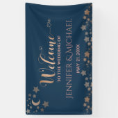 Celestial romantic moon and sterren calligraphy spandoek (Verticaal)