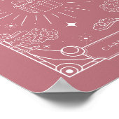 Celestial Roos Baby shower Kaarten & Cadeaubordje Poster (Hoek)