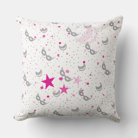 Celestial Roze Maan en Sterren Mardi Gras Kussen (Voorkant)