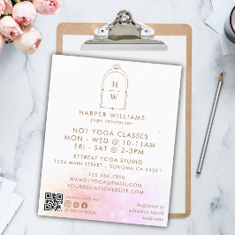 Celestial Roze Monogram Yoga Instructeur QR Code Flyer