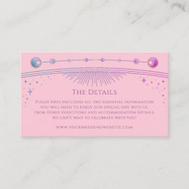 Celestial Roze Paarse bruiloft details Mystiek Informatiekaartje