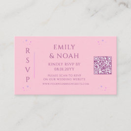 Celestial Roze Paarse Budget QR Code RSVP Huwelijk Informatiekaartje