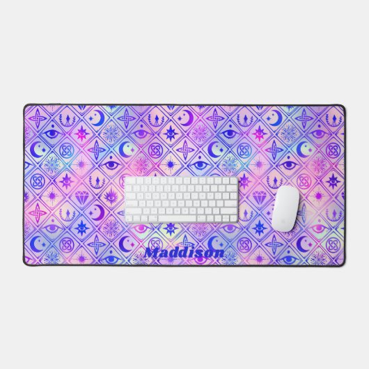 Celestial Roze Paarse Tarot Patroon Aangepaste naa Bureaumat (Keyboard & Muis)