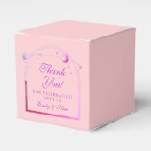 Celestial Roze Paarse Zon Maan Sterren Huwelijk Bedankdoosjes (Voorkant Zijde)