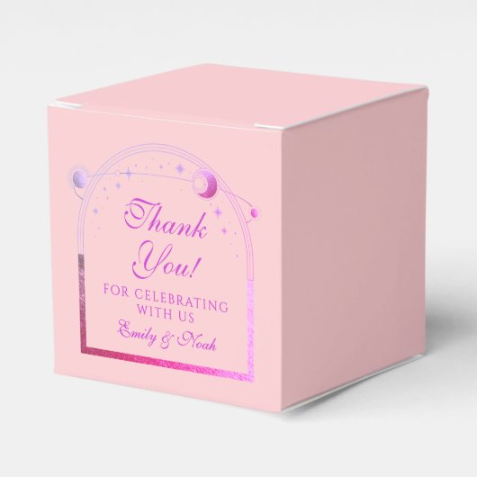 Celestial Roze Paarse Zon Maan Sterren Huwelijk Bedankdoosjes (Voorkant Zijde)