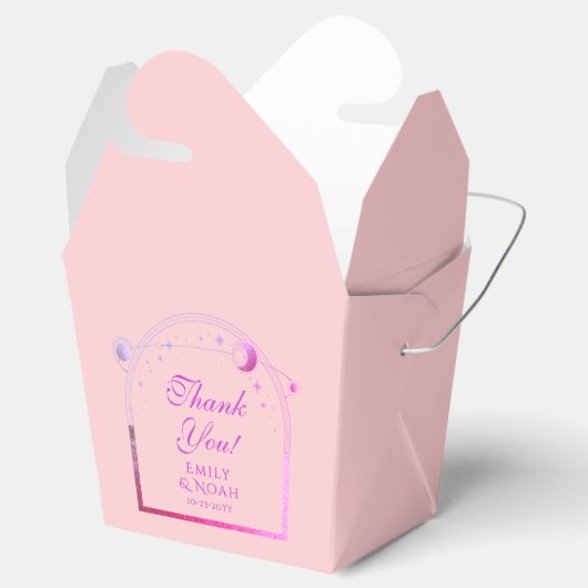 Celestial Roze Paarse Zon Maan Sterren Huwelijk Bedankdoosjes (Geopend)