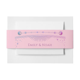 Celestial Roze Paarse Zon Maan Sterren Huwelijk Uitnodigingen Wikkel