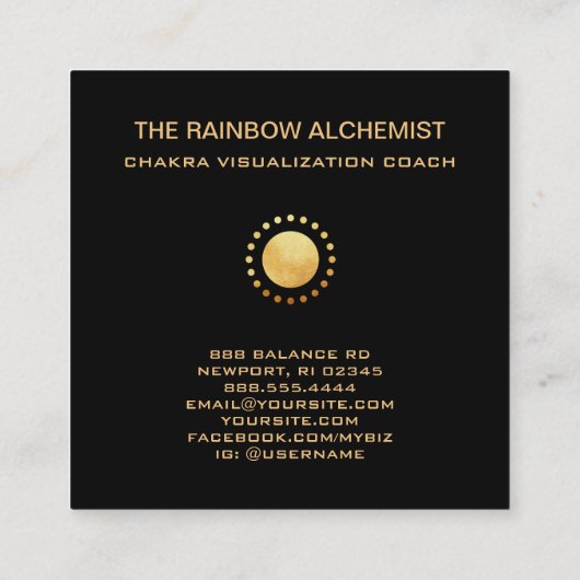 *~* Celestial Sacred Geometry Chakra Gold Glitter Vierkante Visitekaartje (Achterkant)