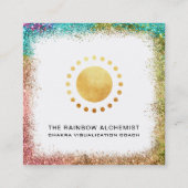 *~* Celestial Sacred Geometry Chakra Gold Glitter Vierkante Visitekaartje (Voorkant)