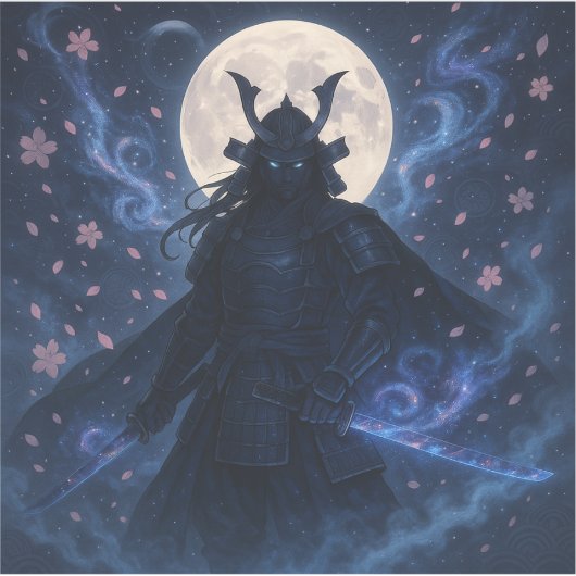 Celestial Samurai Dark Fantasy Anime Vinyl sticker (Voorkant)