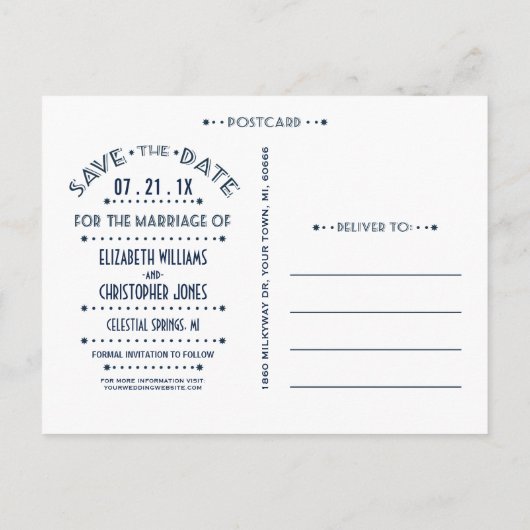 Celestial Save the Date Briefkaart (Achterkant)