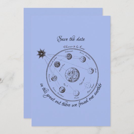 Celestial Save the Date Classic Round Sticker Kaart (Voorkant / Achterkant)