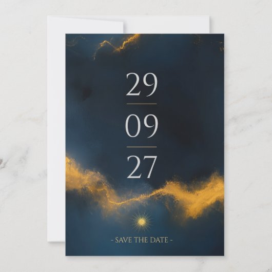 Celestial Save the Date - Midnight Blue en Gold (Voorkant)