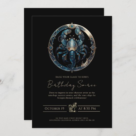 Celestial Scorpion Sign Cosmic Black Gold Scorpio Kaart (Voorkant / Achterkant)