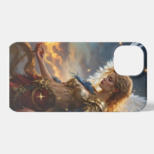 Celestial Sentinel – Engel van de Dageraad en Godd iPhone Hoesje (Achterkant horizontaal)