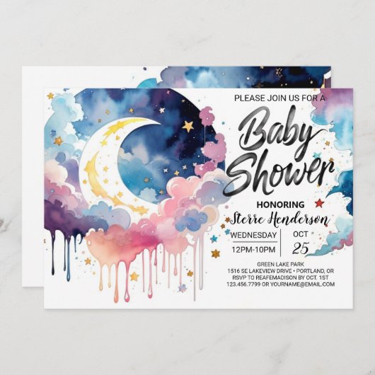 Celestial Serenity Baby shower Joy Kaart (Voorkant / Achterkant)