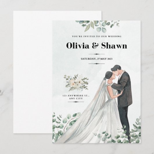 Celestial Serenity bruiloft uitnodiging (Voorkant / Achterkant)