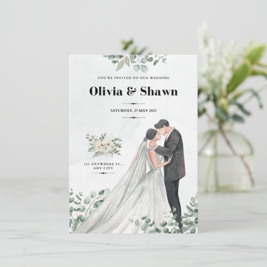 Celestial Serenity bruiloft uitnodiging (Staand voorkant)