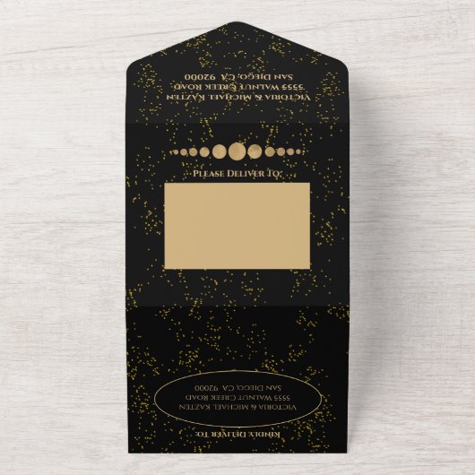 Celestial Shooting Star Eclipse Moon Photo Wedding All In One Uitnodiging (Buitenkant)