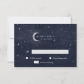 Celestial Silver Crescent Moon RSVP Response Kaart (Voorkant)