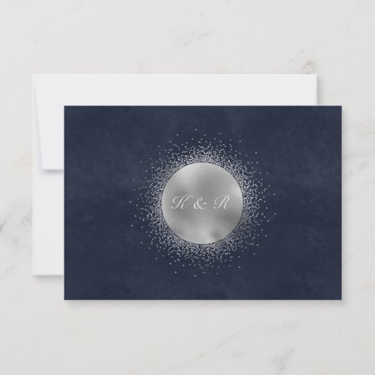 Celestial Silver Crescent Moon RSVP Response Kaart (Achterkant)