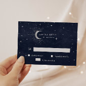 Celestial Silver Crescent Moon RSVP Response Kaart