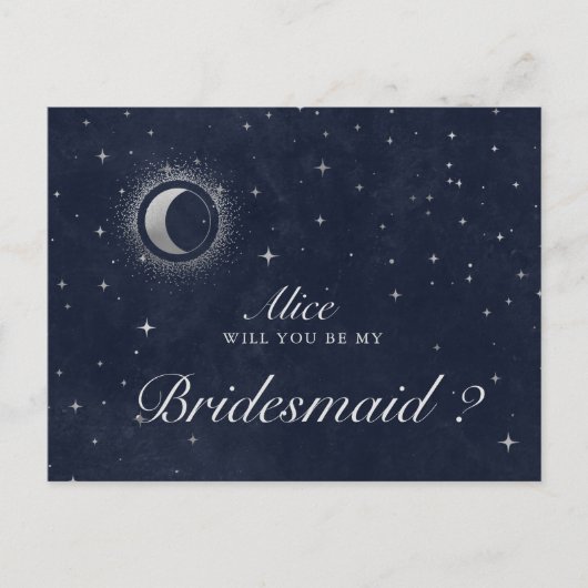 Celestial Silver Crescent Moon uitnodiging (Voorkant)