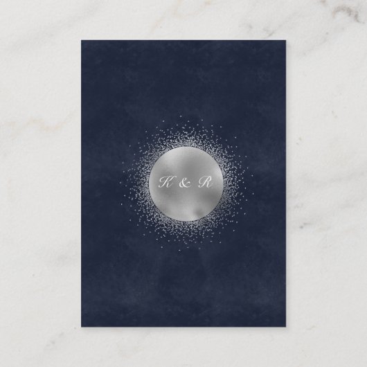 Celestial Silver Moon Receptie Behuizing Kaart (Achterkant)