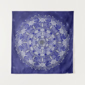 Celestial Silver Triple Moon Goddess Mandala Wandkleed (Voorkant (horizontaal))