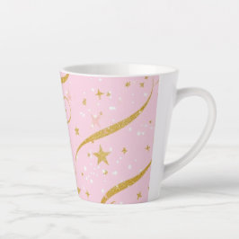 Celestial Sips – Roze & Gouden Ster Koffiebeker Latte Mok