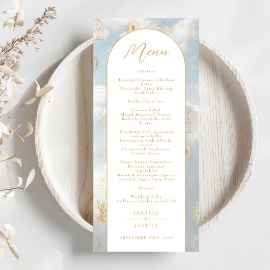 Celestial Sky Blue Wolken Mystiek Boho Menu