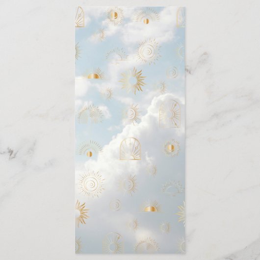 Celestial Sky Blue Wolken Mystiek Boho Menu (Achterkant)