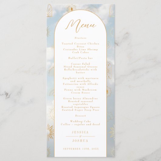 Celestial Sky Blue Wolken Mystiek Boho Menu (Voorkant)