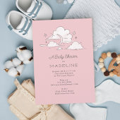 Celestial Sky Cloudy Licht Roze Baby shower Kaart