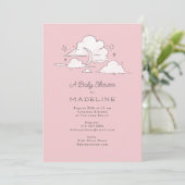 Celestial Sky Cloudy Licht Roze Baby shower Kaart (Staand voorkant)