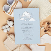 Celestial Sky Cloudy Lichtblauw Baby shower Kaart