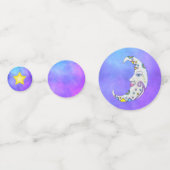 Celestial Sky Fancy Crescent Mon Yellow Stars Confetti (Achterkanten)