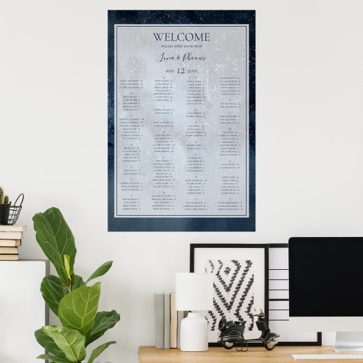Celestial Sky Framed Alfabetical Seat Chart Poster (Thuiskantoor)