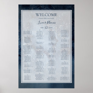 Celestial Sky Framed Alfabetical Seat Chart Poster