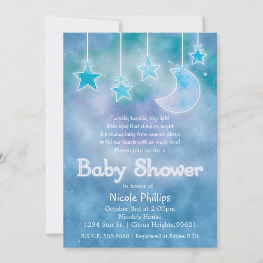 Celestial Sky Galaxy Moon & Stars BABY SHOWER Kaart (Voorkant)