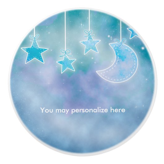 Celestial Sky Galaxy Moon & Stars Kwekerij Kamer Keramische Knop (Voorkant)