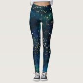 Celestial Sky Gold Stars Leggings (Voorkant)