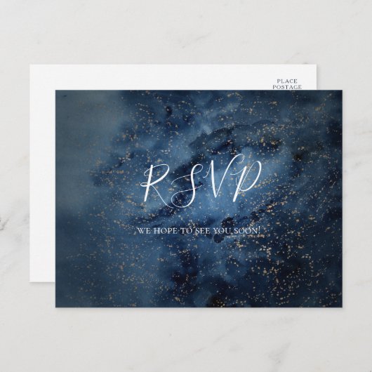 Celestial Sky | Keuze uit Gold Menu RSVP-Briefkaar (Voorkant / Achterkant)