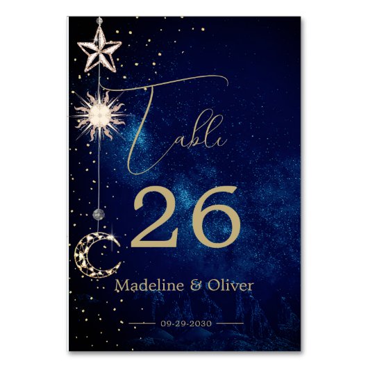 Celestial Sky Maan Sterren Bruiloft Elegant Kaart (Voorkant)
