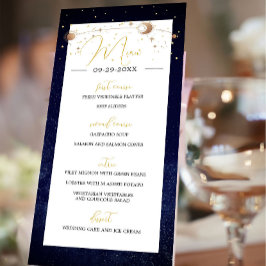 Celestial Sky Maan Sterren Moderne Elegante Bruilo Programmakaart