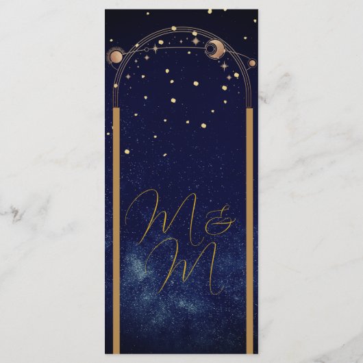 Celestial Sky Maan Sterren Moderne Elegante Bruilo Programmakaart (Achterkant)