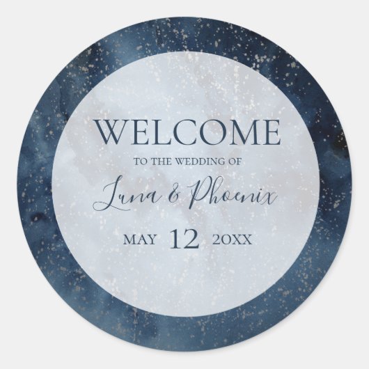 Celestial Sky Met Lijst Bruiloft Welkom Sticker (Voorkant)